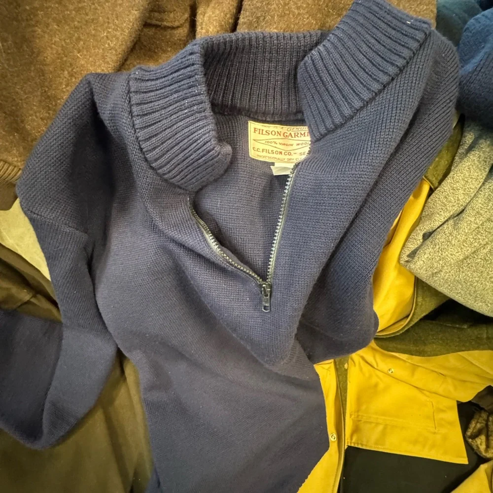 100% original Filson Virgin wool heavy duty quarter zip sweater - Picture 2 of 8